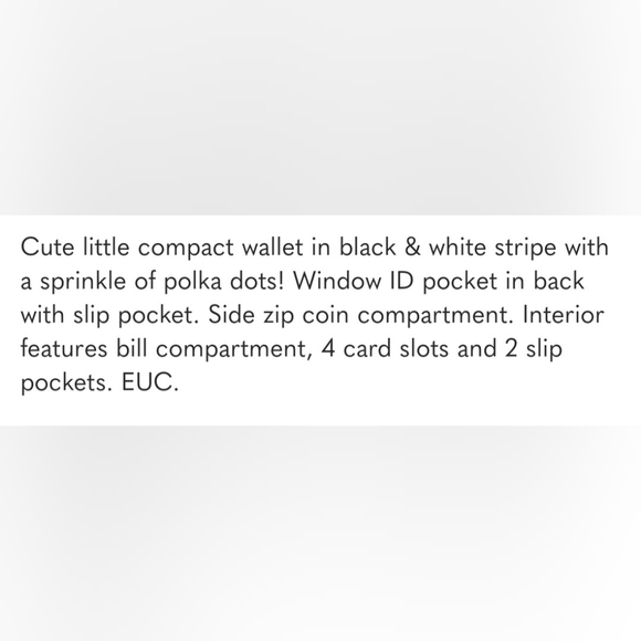 Kate Spade Polka Dot & Stripe Compact Wallet Ret.$119 GUC - Picture 2 of 8